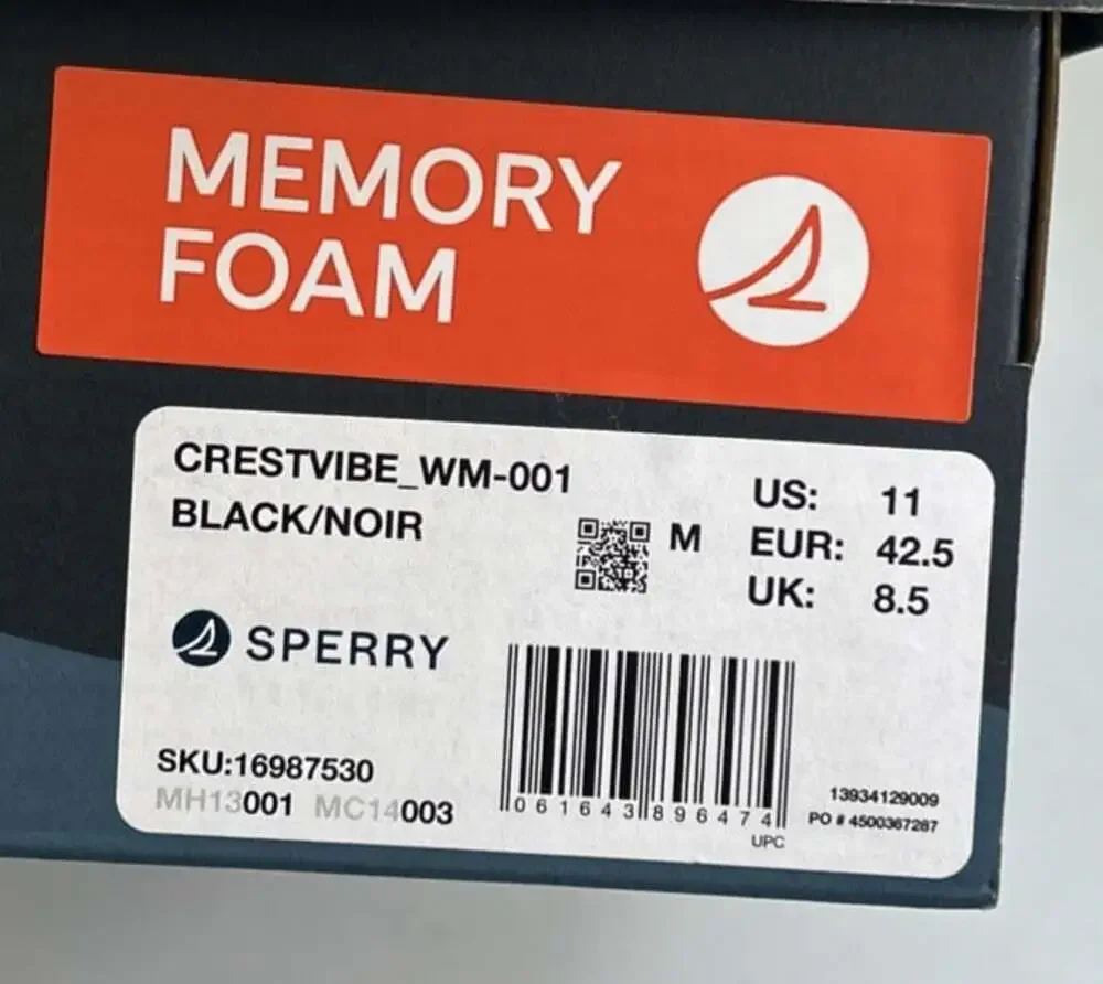 Sperry Crest Vibe Women 11 Canvas Boat Shoes Black White New In Box
